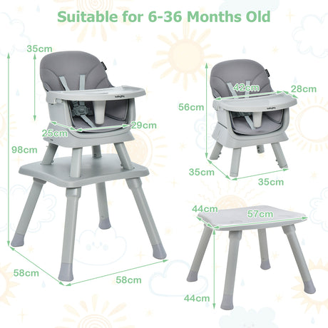 BABY JOY 8 in 1 Baby Highchair Convertible High Chair for Infants w/Adjustable & Washable Tray