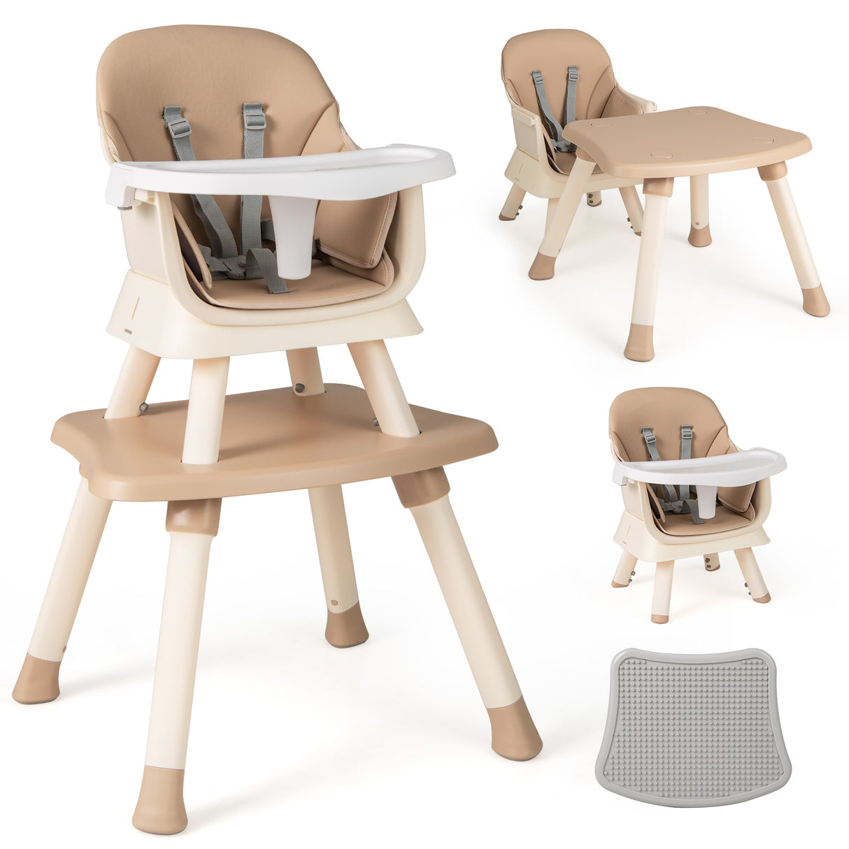 BABY JOY 8 in 1 Baby Highchair Convertible High Chair for Infants w/Adjustable & Washable Tray