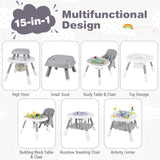 Multifunctional children's furniture set with various uses on a white background