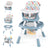 Multi-functional baby seat with various attachments on a white background