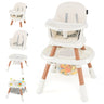 Multi-functional baby high chair and play table with various attachments on a white background