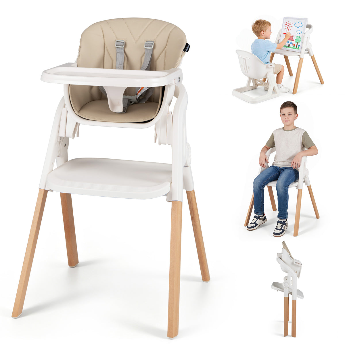 BABY JOY 7-in-1 Convertible Foldable Baby High Chair w/Adjustable Tray