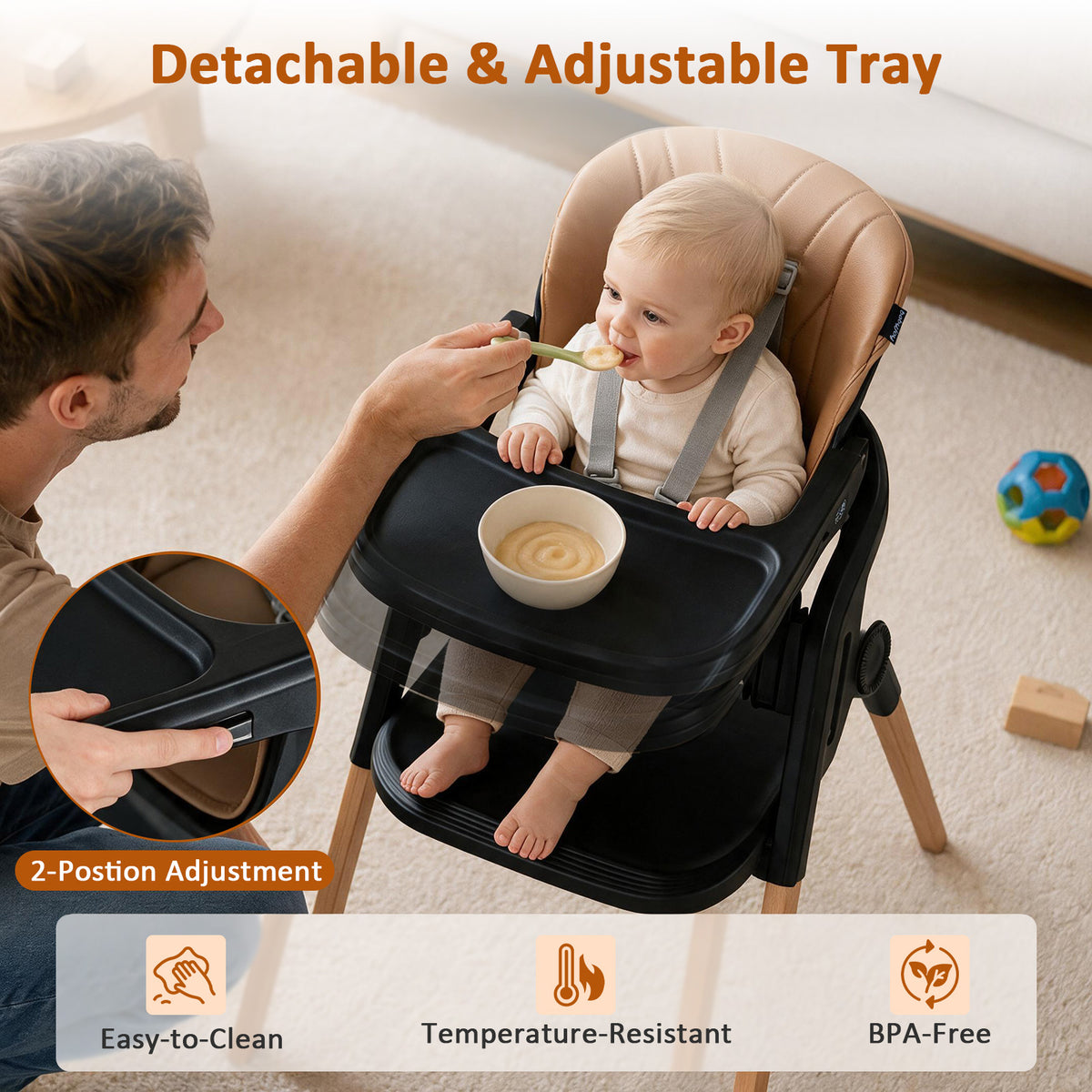 BABY JOY 7-in-1 Convertible Foldable Baby High Chair w/Adjustable Tray