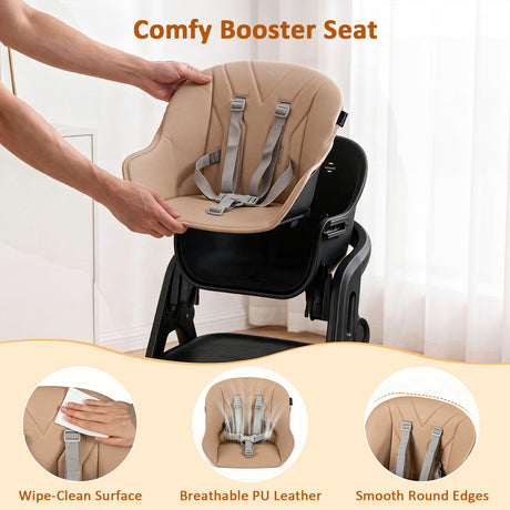 BABY JOY 7-in-1 Convertible Foldable Baby High Chair w/Adjustable Tray