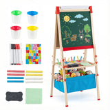 Adjustable Art Easel with Magnetic Chalkboard and Whiteboard