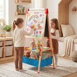 Adjustable Art Easel with Magnetic Chalkboard and Whiteboard