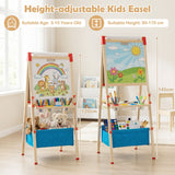 Adjustable Art Easel with Magnetic Chalkboard and Whiteboard