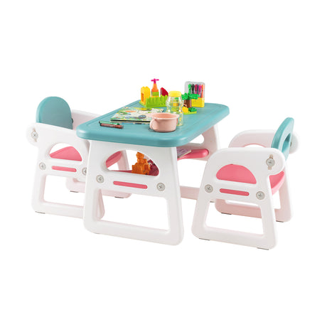 Kids Table and Chairs Set, Toddler Activity Table with 2 Chairs for Reading, Drawing, Playing, Storage Rack