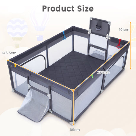 Large Baby Play Yard w/ Basketball Hoop & 2 Soccer Goals