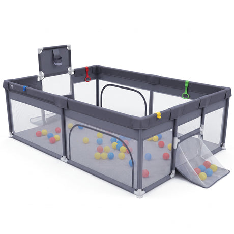 Large Baby Play Yard w/ Basketball Hoop & 2 Soccer Goals
