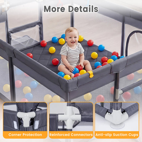 Large Baby Play Yard w/ Basketball Hoop & 2 Soccer Goals