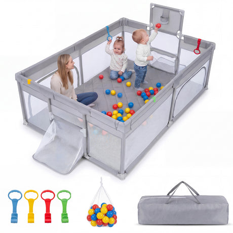 Large Baby Play Yard w/ Basketball Hoop & 2 Soccer Goals