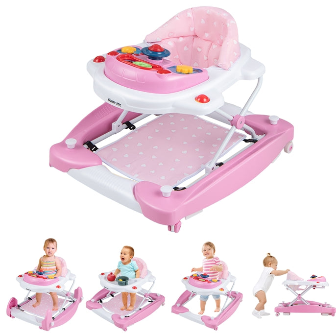 BABY JOY Foldable 6 in 1 Baby Walker Adjustable Toddler Walker Activity Center