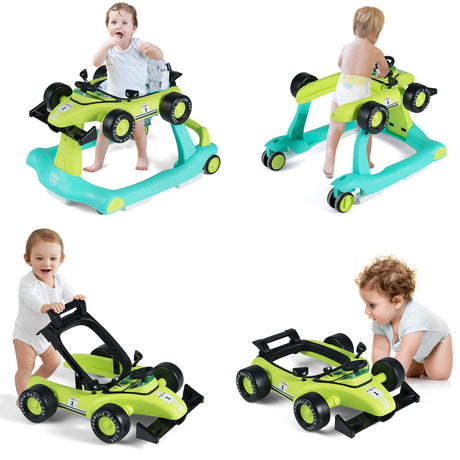 BABY JOY 4-in-1 Baby Walker, Foldable Activity Car Baby Walker