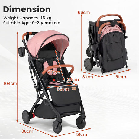 Lightweight Baby Stroller with Adjustable Backrest and Footmuff
