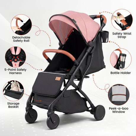 Lightweight Baby Stroller with Adjustable Backrest and Footmuff