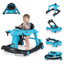 6-in-1 Baby Walker, Foldable Push Walker with Adjustable Height & Speed, Padded Seat