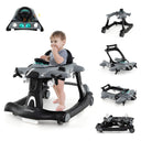 6-in-1 Baby Walker, Foldable Push Walker with Adjustable Height & Speed, Padded Seat