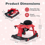 6-in-1 Baby Walker, Foldable Push Walker with Adjustable Height & Speed, Padded Seat