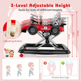 4-in-1 Baby Push Walker, Activity Center w/ 3-Level Adjustable Height, Padded Seat Steering Wheel & Music Box