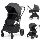 2-in-1 Foldable Baby Stroller with Reversible Seat and Adjustable Backrest