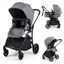 2-in-1 Foldable Baby Stroller with Reversible Seat and Adjustable Backrest