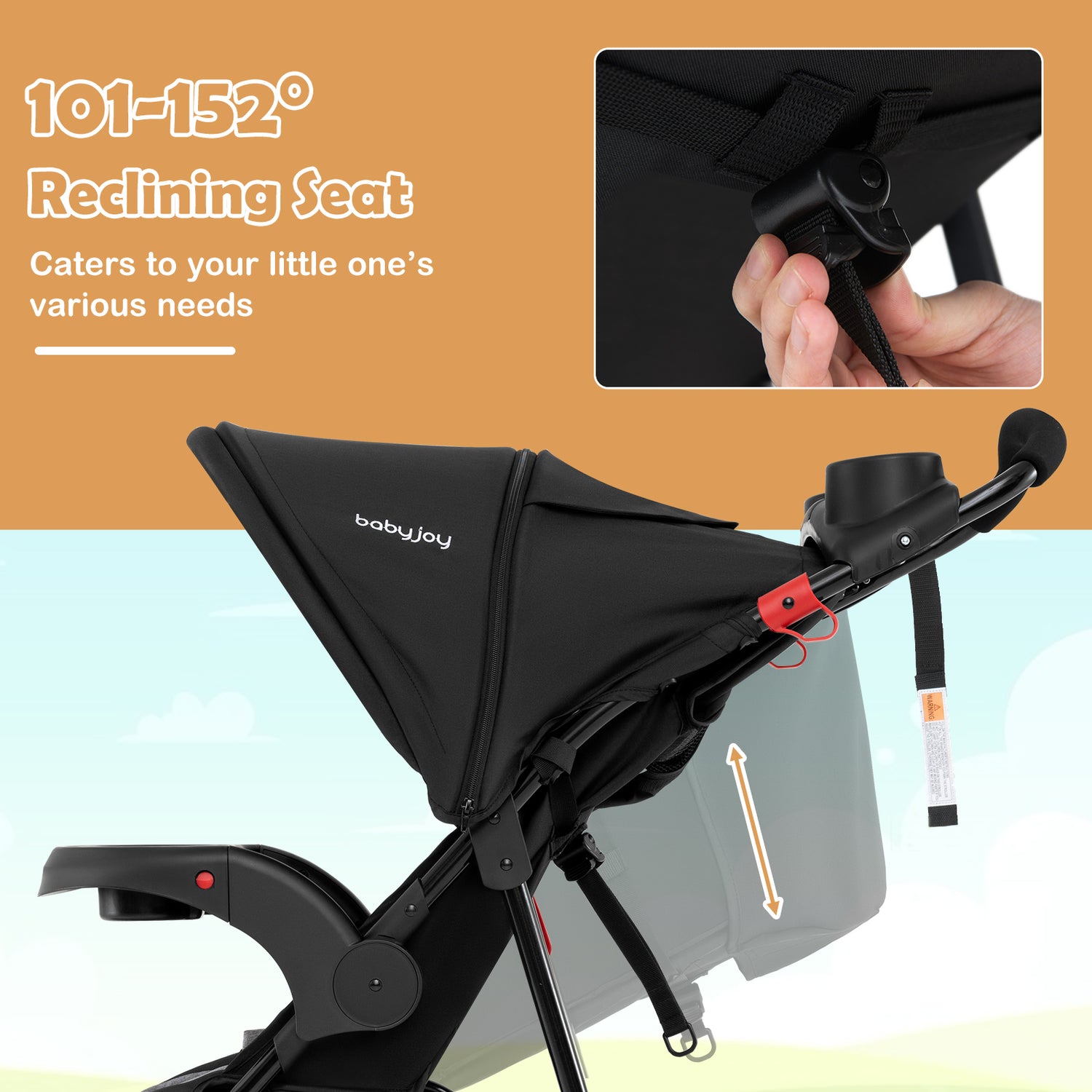 baby joy jogger stroller Foldable Jogger with Adjustable Canopy and Detachable Tray – Babyjoy