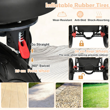 Foldable Jogger with Adjustable Canopy and Detachable Tray