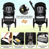 Foldable Jogger with Adjustable Canopy and Detachable Tray