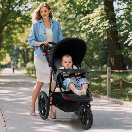Foldable Jogger with Adjustable Canopy and Detachable Tray
