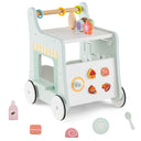 Children's toy walker with colorful attachments on a white background