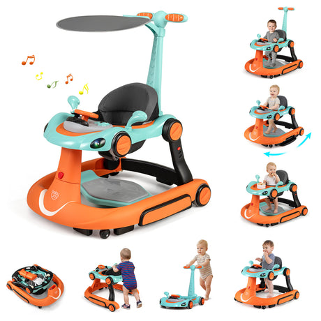 6-in-1 Baby Walker with Canopy for 7-18 Months