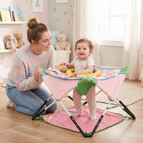 Foldable Portable Baby Jumper, Blue/Pink