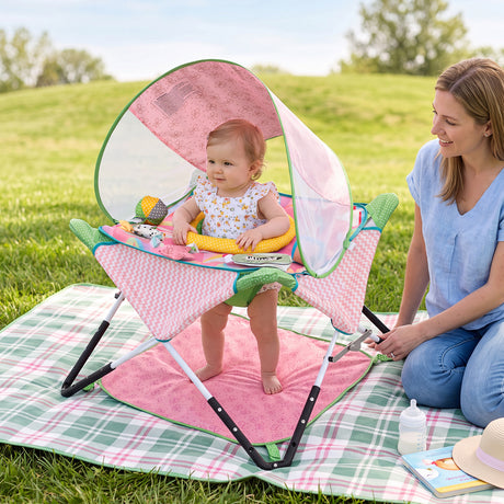 Foldable Portable Baby Jumper, Blue/Pink