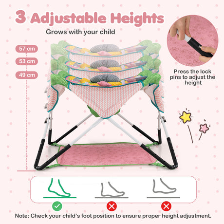 Foldable Portable Baby Jumper, Blue/Pink