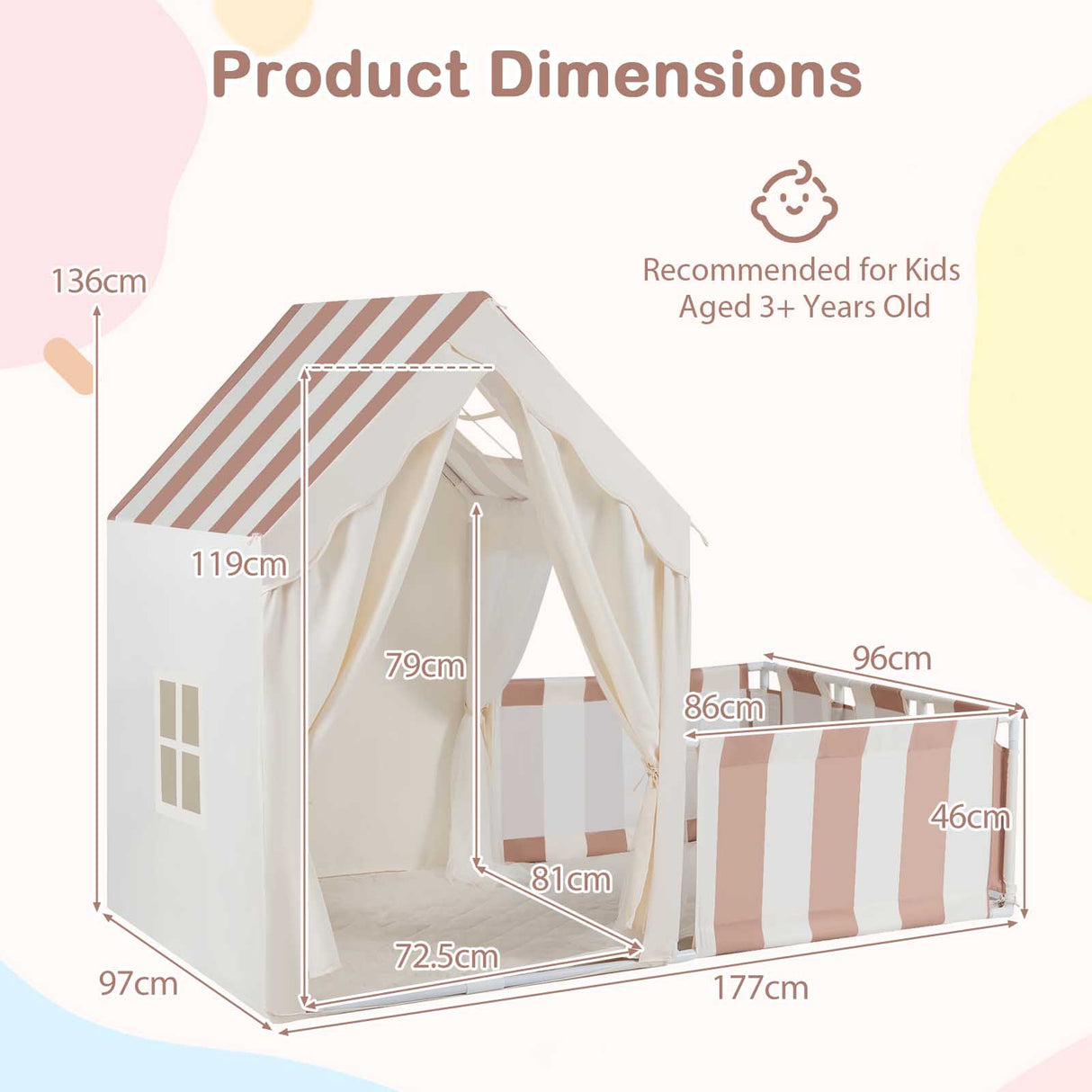 2-in-1 Kids Play Tent with Playpen and Washable Cotton Mat