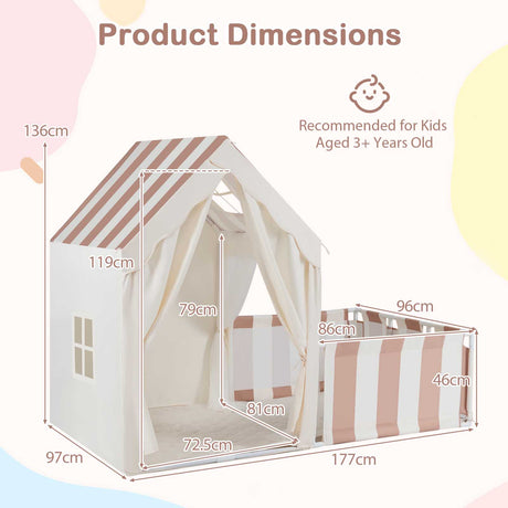 2-in-1 Kids Play Tent with Playpen and Washable Cotton Mat