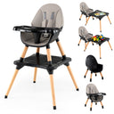 6-in-1 Convertible Table Chair Set, Wooden Infant Seat Feeding Dining Studying Chair for Kids 6-36 Months