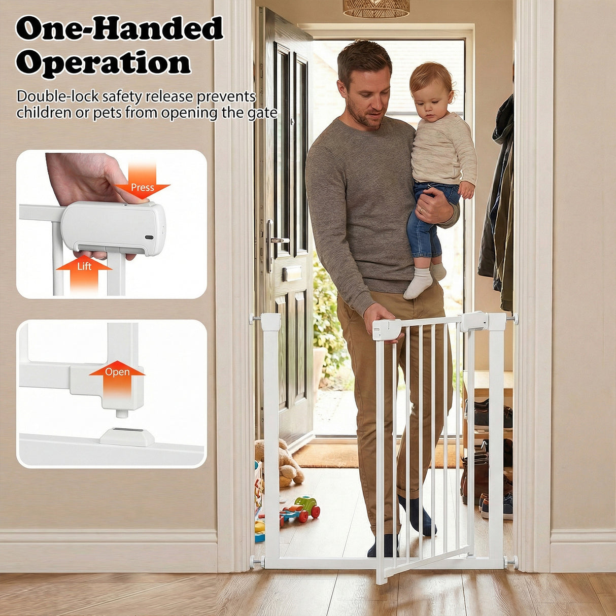 Pressure Mounted Auto-Close Door Gate for Indoor