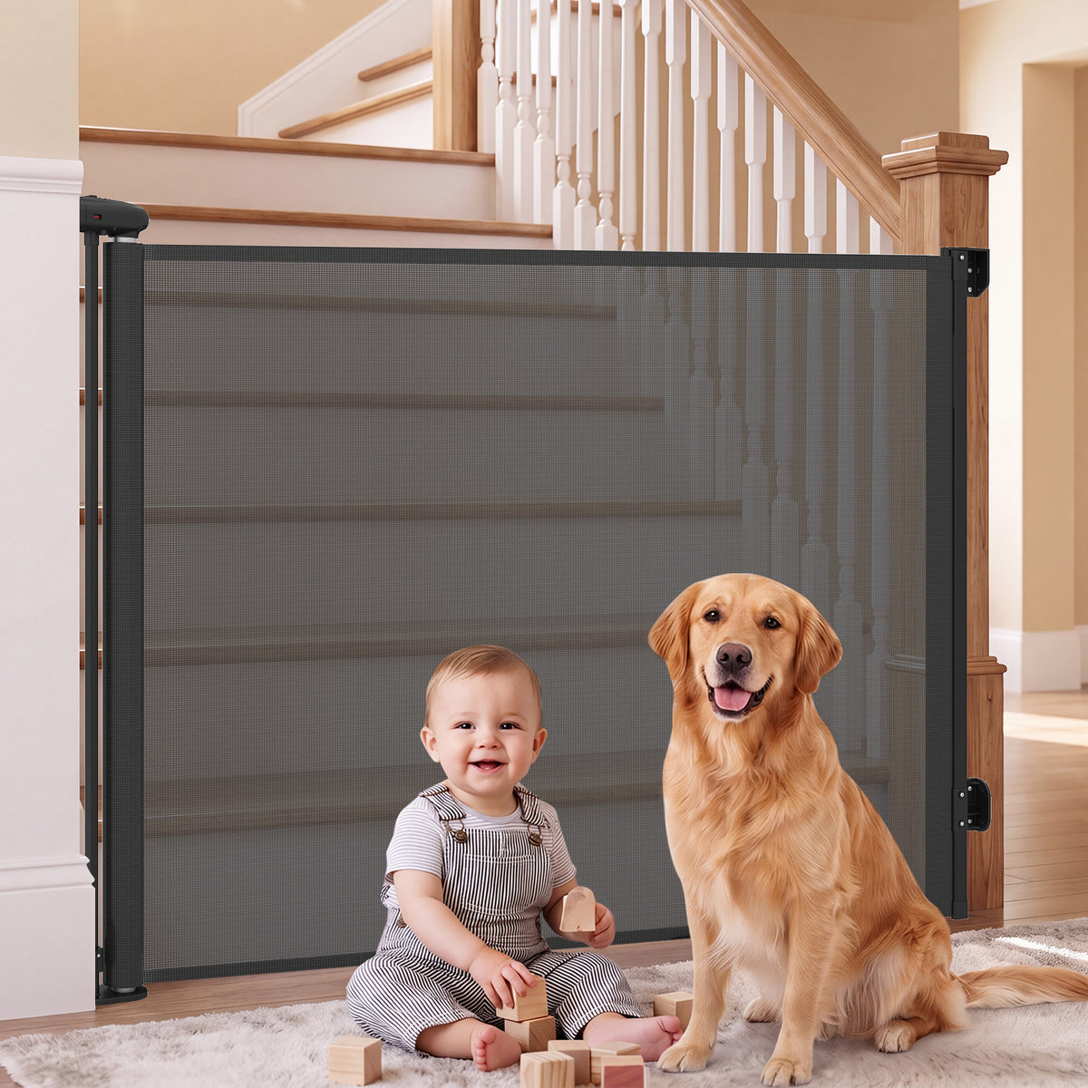 Baby Joy Retractable Safety Barrier for Babies and Dogs
