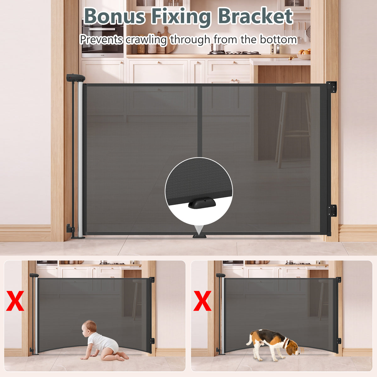 Baby Joy Retractable Safety Barrier for Babies and Dogs