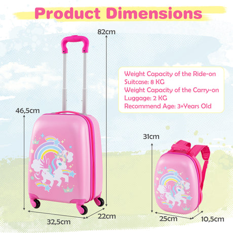 BABY JOY 2 PCS Kids Luggage Set, 13" & 16" Kids Carry On Suitcase Set