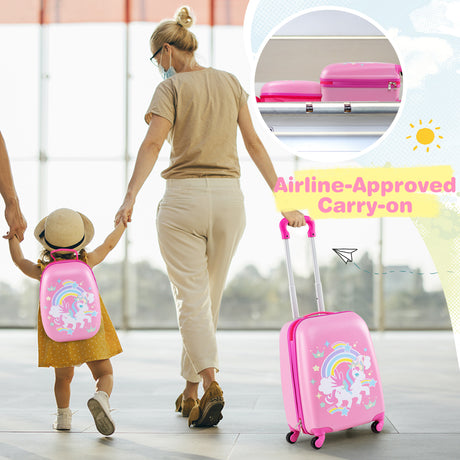 BABY JOY 2 PCS Kids Luggage Set, 13" & 16" Kids Carry On Suitcase Set