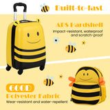 2 PCS Kids Luggage Set on Wheels, 16” Portable Bee Suitcase & 12” Backpack