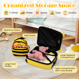 2 PCS Kids Luggage Set on Wheels, 16” Portable Bee Suitcase & 12” Backpack