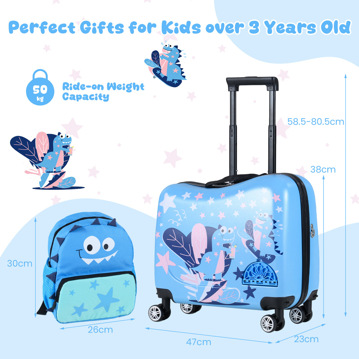BABY JOY 2 PCS Kid Luggage Set, 18" Suitcase & 12" Backpack Set