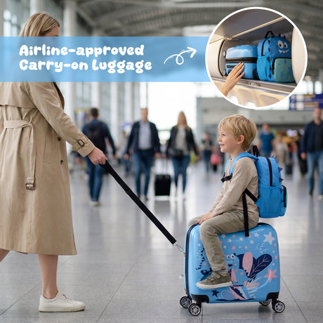 BABY JOY 2 PCS Kid Luggage Set, 18" Suitcase & 12" Backpack Set