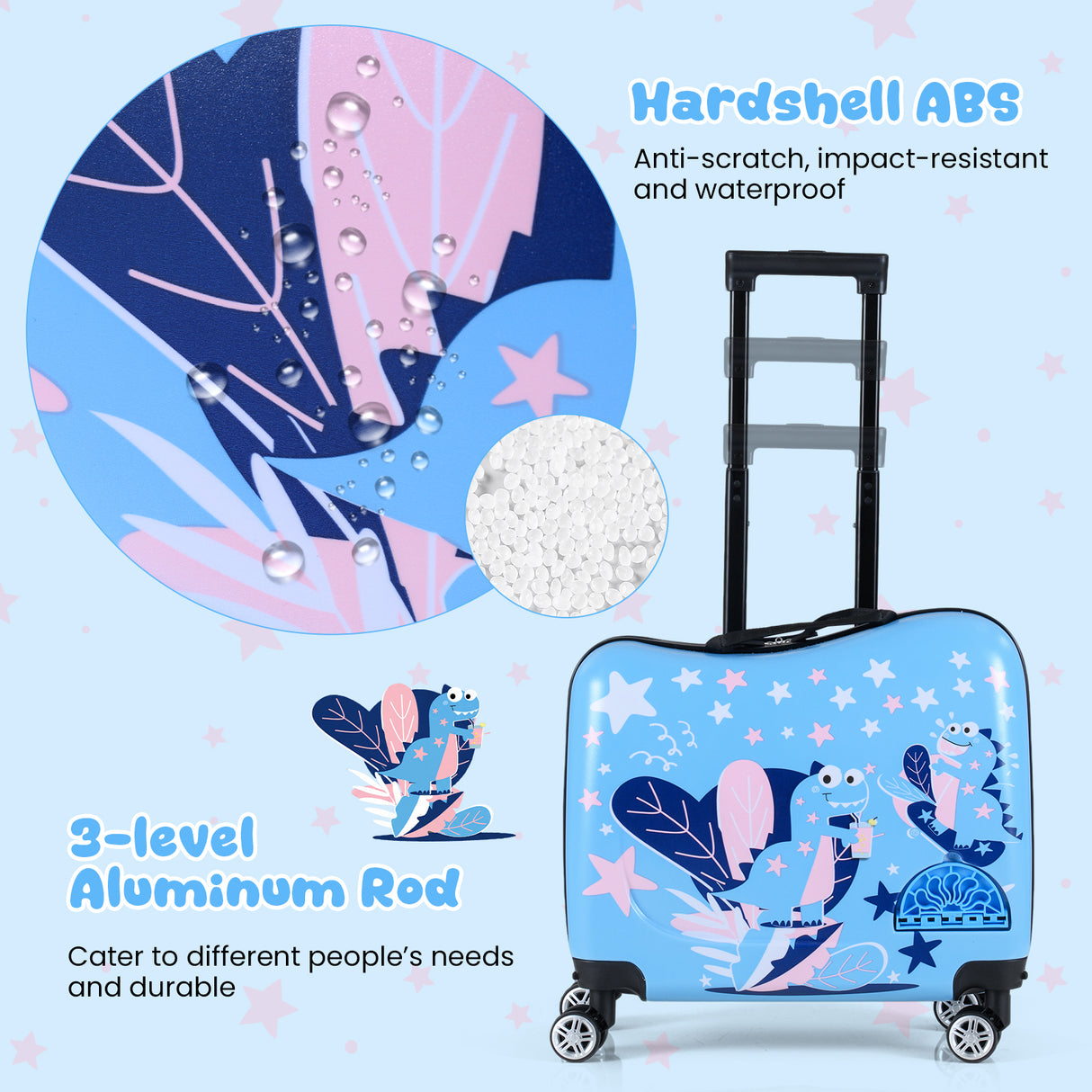 BABY JOY 2 PCS Kid Luggage Set, 18" Suitcase & 12" Backpack Set