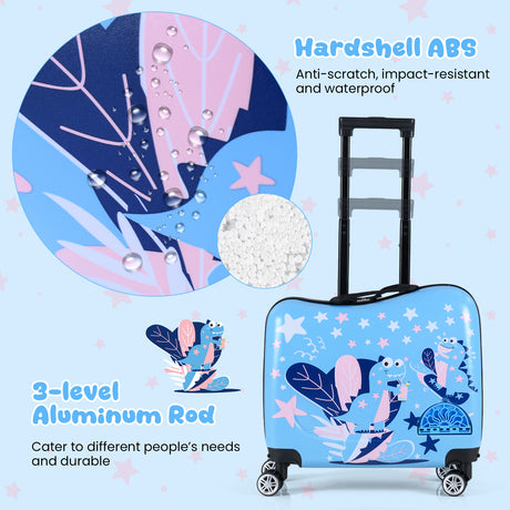 BABY JOY 2 PCS Kid Luggage Set, 18" Suitcase & 12" Backpack Set