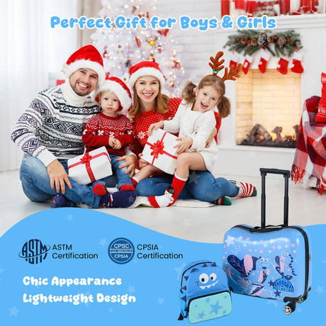 BABY JOY 2 PCS Kid Luggage Set, 18" Suitcase & 12" Backpack Set